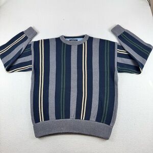 Woods & Gray VTG 90s sweater Men’s L striped chunky knit 100% cotton pullover